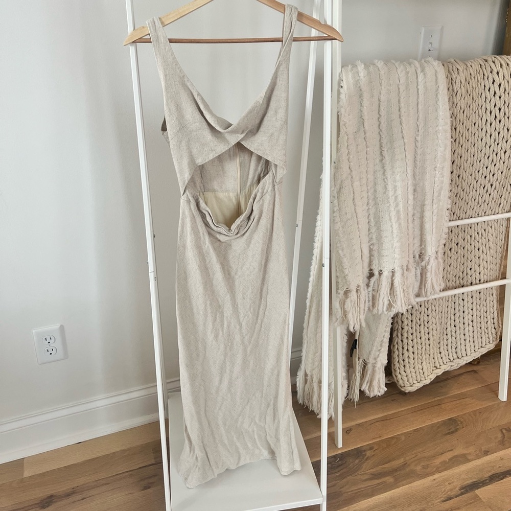 Neutral Cut Out MIDI Dress